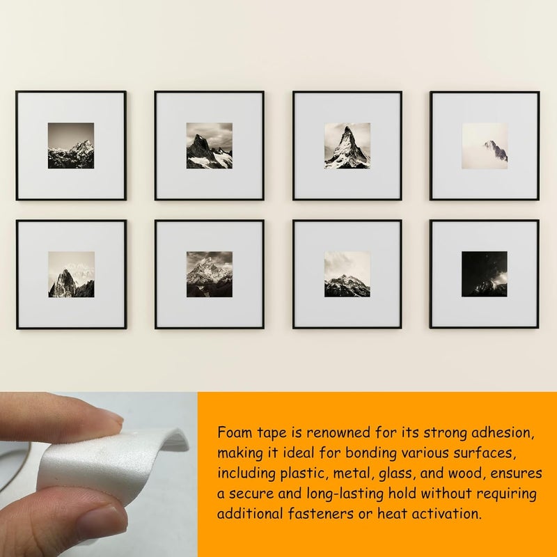 SmaringRobot Double Sided Foam Tape, Strong Adhesion Mounting Tapes (L196IN * W0.94IN * 4 Rolls), White, Heavy Duty Sticky Strips for Wall Art, Office Decor, Posters/Picture Hanging, Packaging, Bonding - Image 3